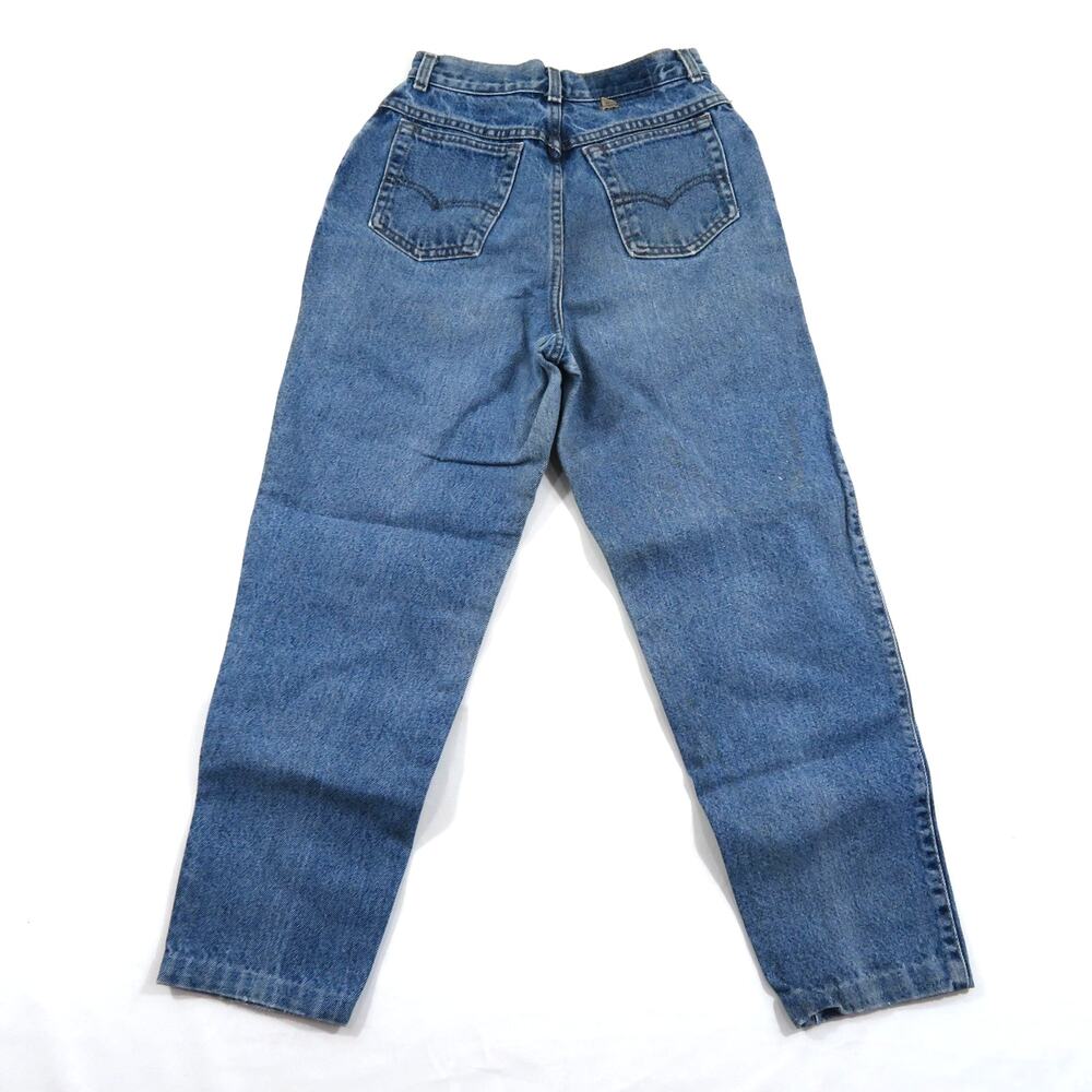 Levis Zip Fly Denim Jeans Blue Tapered Leg Measured Sz 25x27
